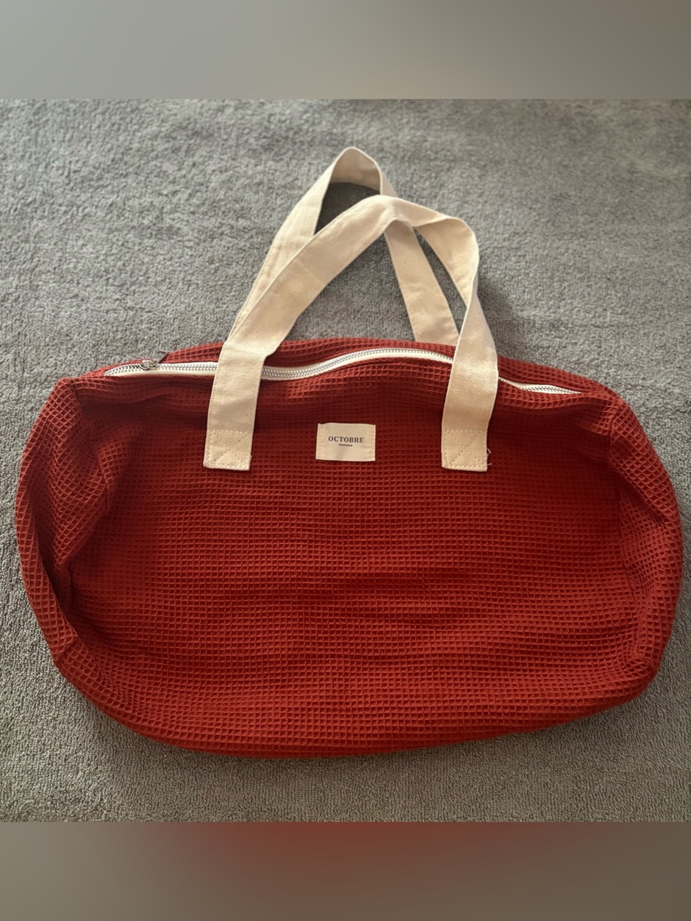 SEZANE Octobre Editions Rust Waffle Tote Bag Duffle